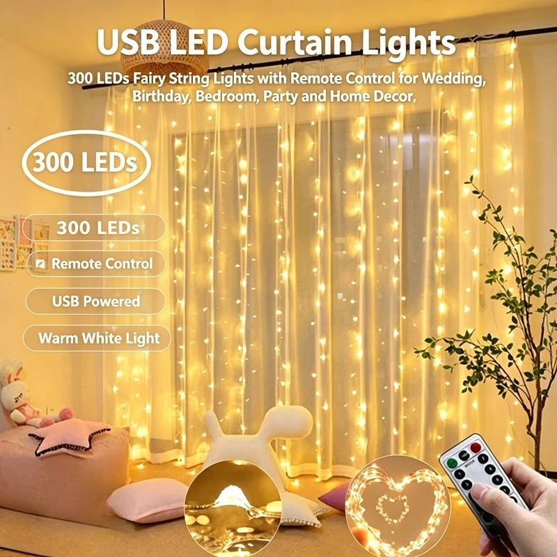Kit Fenêtre Magique : rideau lumineux 3×3 m + étoile LED
