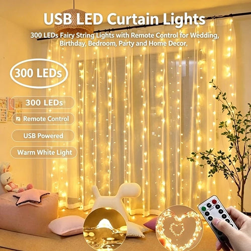 Kit Fenêtre Magique : rideau lumineux 3×3 m + étoile LED