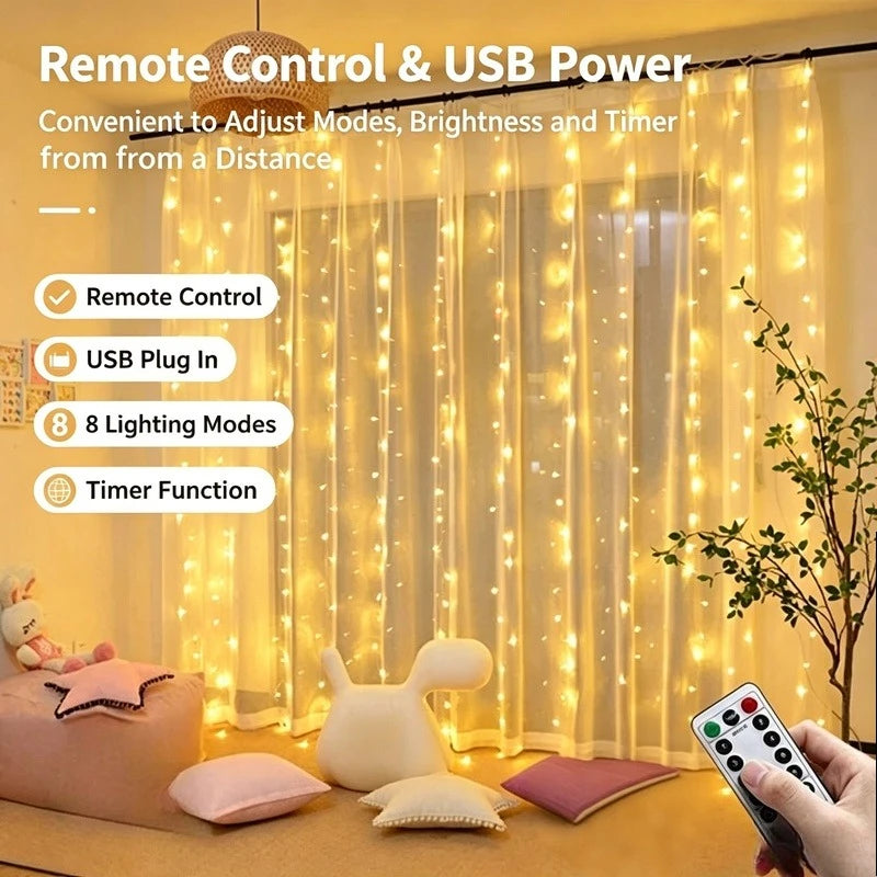 Kit Fenêtre Magique : rideau lumineux 3×3 m + étoile LED