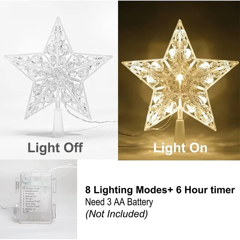 Étoile lumineuse pour sommet de sapin, LED