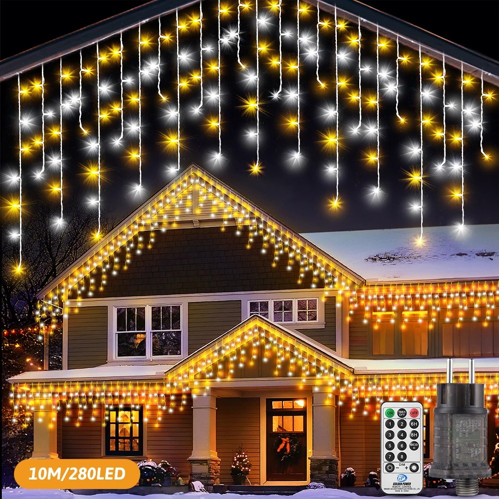 Guirlande stalactites LED d'extérieur avec télécommande